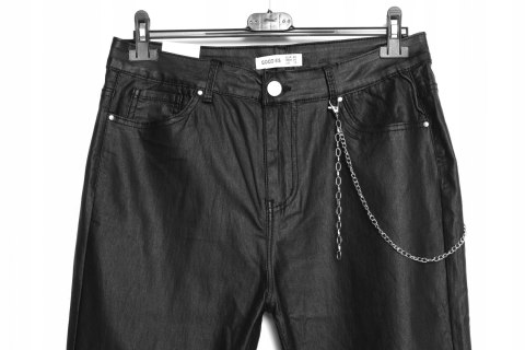 SPODNIE cygaretki WOSKOWANE czerń matowe r 48