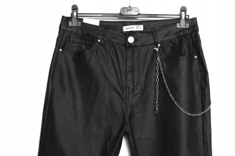 SPODNIE cygaretki WOSKOWANE czerń matowe r 48