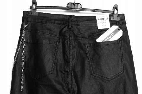 SPODNIE cygaretki WOSKOWANE czerń matowe r 48