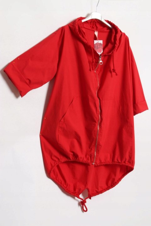 ITALY PARKA czerwona OVERSIZE narzutka 48/50/52