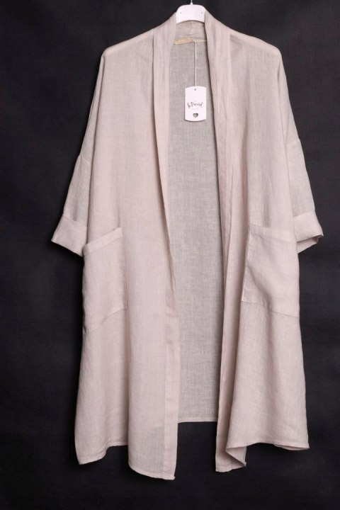 ITALY oversize LEN narzutka BEŻOWA 50/52/54/56