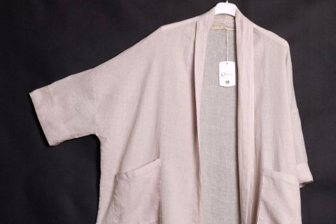 ITALY oversize LEN narzutka BEŻOWA 50/52/54/56