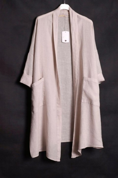 ITALY oversize LEN narzutka BEŻOWA 50/52/54/56