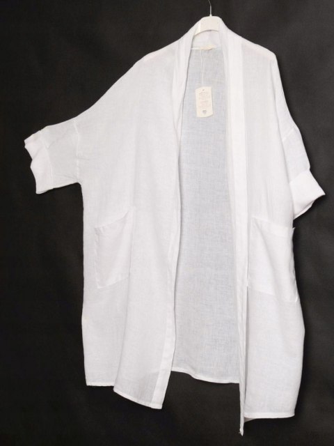 ITALY oversize LEN narzutka BIAŁA 50/52/54/56