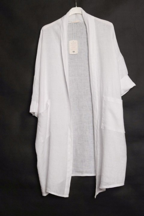 ITALY oversize LEN narzutka BIAŁA 50/52/54/56