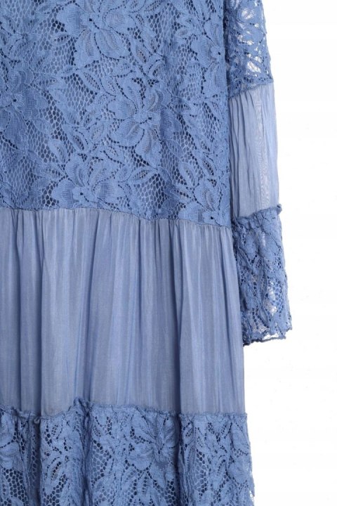 ITALY sukienka OVERSIZE falbana JEDWAB 44/46