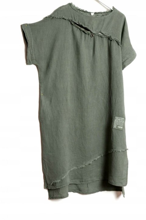 ITALY sukienka OVERSIZE khaki LEN 48/50
