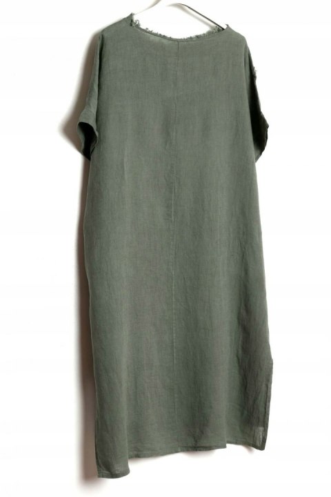 ITALY sukienka OVERSIZE khaki LEN 48/50
