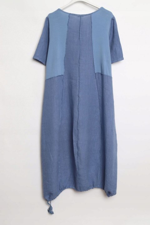 ITALY sukienka OVERSIZE niebieska LEN 46/48/50/52