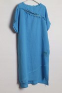 ITALY sukienka OVERSIZE niebieska LEN 48/50