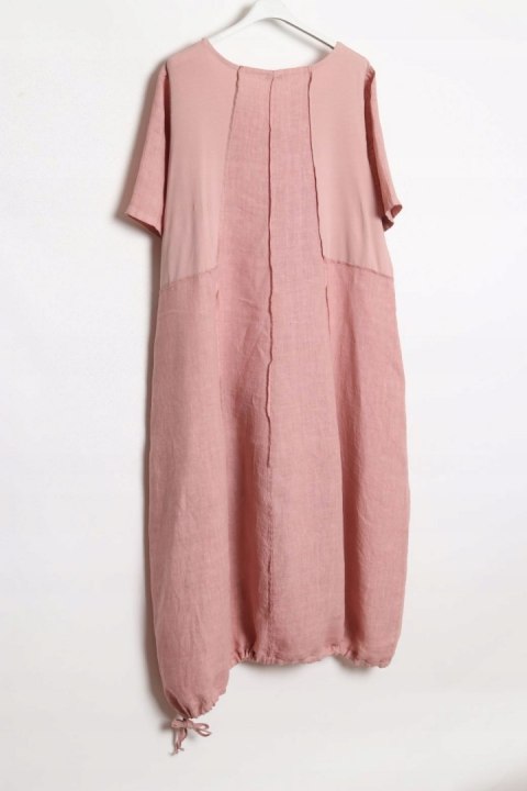 ITALY sukienka OVERSIZE róż LEN 46/48/50/52