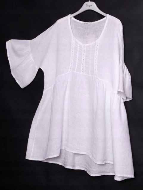 ITALY tunika LEN OVERSIZE biała 44/46