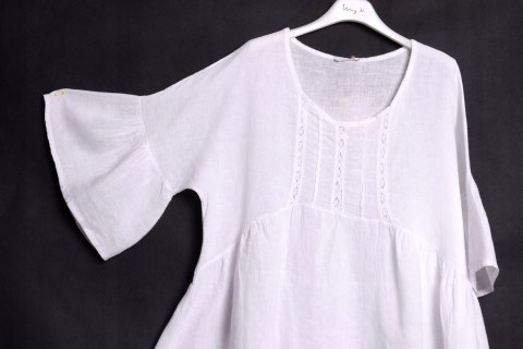 ITALY tunika LEN OVERSIZE biała 44/46