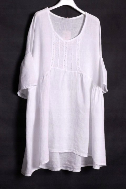 ITALY tunika LEN OVERSIZE biała 44/46