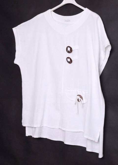 ITALY tunika LEN biały OVERSIZE 50/52/54/56