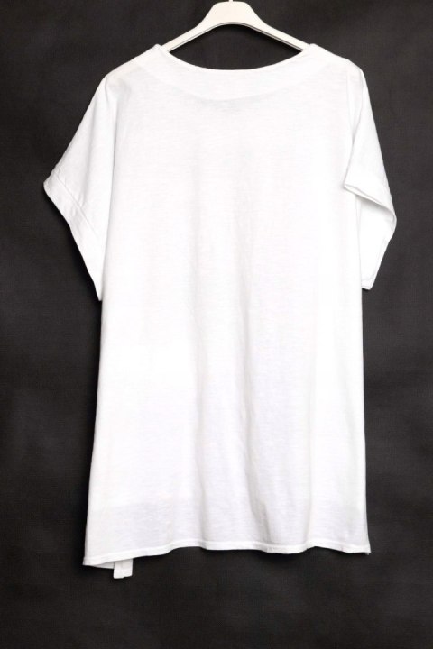 ITALY tunika LEN biały OVERSIZE 50/52/54/56