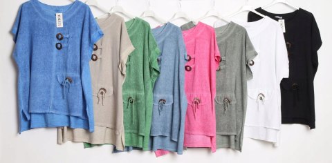 ITALY tunika LEN biały OVERSIZE 50/52/54/56