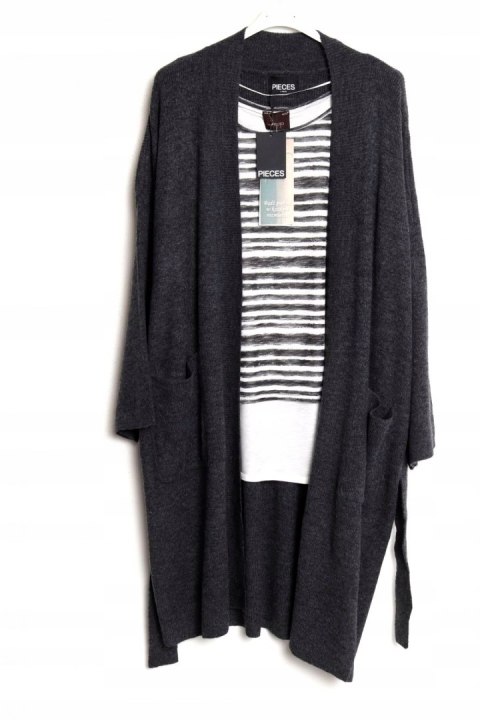 PIECES kardigan NARZUTKA grafitowy r 50/52/54