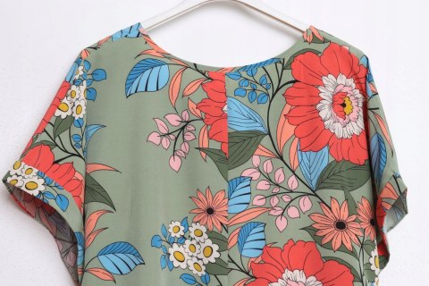 SUKIENKA OVERSIZE zwiewna KWIATY 48/50/52