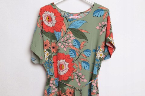 SUKIENKA OVERSIZE zwiewna KWIATY 48/50/52