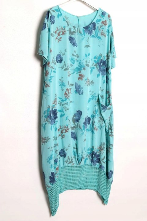 SUKIENKA OVERSIZE zwiewna KWIATY long 50/52/54