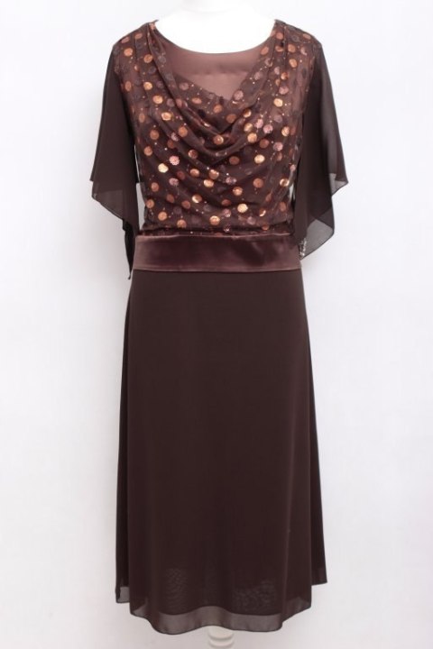 SUKIENKA elegancka MOTYL CEKIN brąz r 44/46