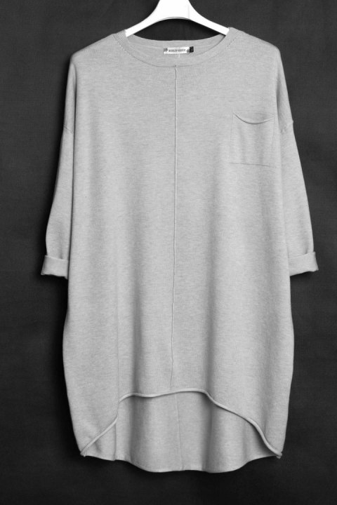 TUNIKA swetrowa OVERSIZE szary melanż 50/52