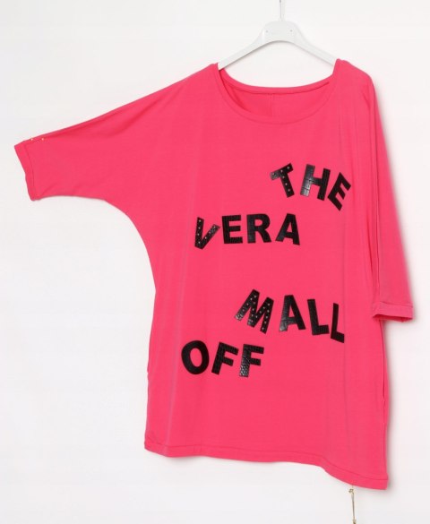 BLUZKA oversize NAPISY koralowa 44/46