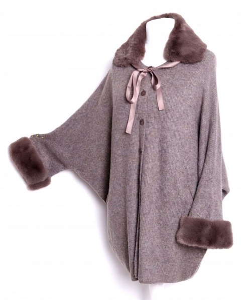 ITALY sweter BEŻOWY narzutka WEŁNA 50/52/54/56