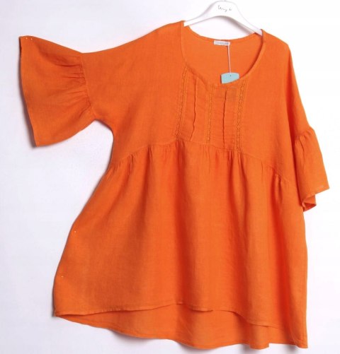 ITALY tunika LEN OVERSIZE pomarańczowa 42/44/46