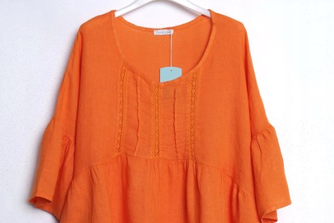 ITALY tunika LEN OVERSIZE pomarańczowa 42/44/46