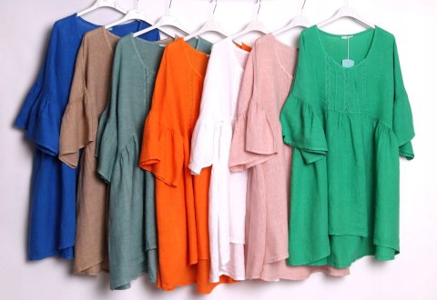 ITALY tunika LEN OVERSIZE pomarańczowa 42/44/46