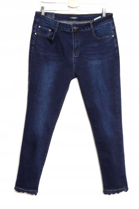 JEANSY spodnie ZGRABNE granat CYRKONIE 7/8 r 44/46