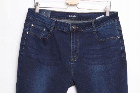 JEANSY spodnie ZGRABNE granat CYRKONIE 7/8 r 44/46