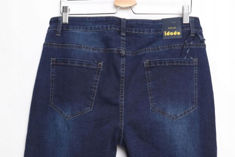 JEANSY spodnie ZGRABNE granat CYRKONIE 7/8 r 44/46