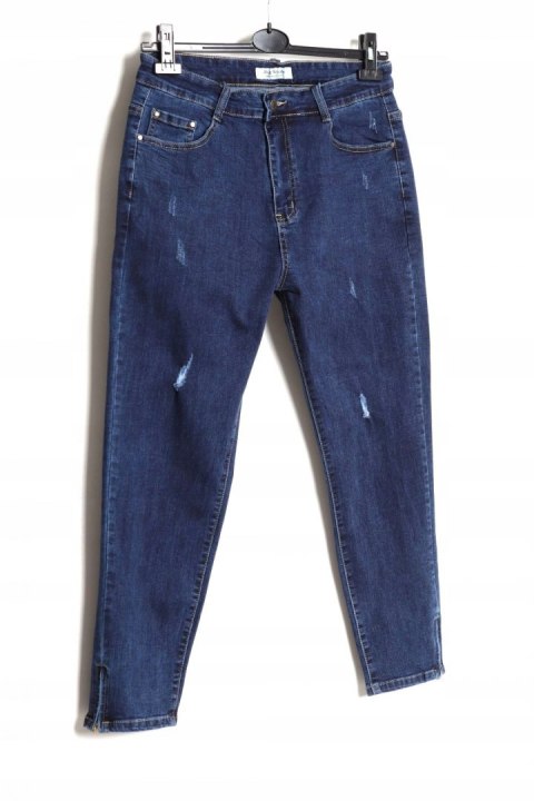 JEANSY spodnie ZGRABNE przetarcia DENIM 7/8 44/46