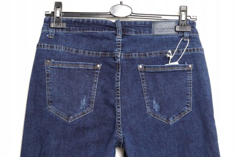 JEANSY spodnie ZGRABNE przetarcia DENIM 7/8 44/46