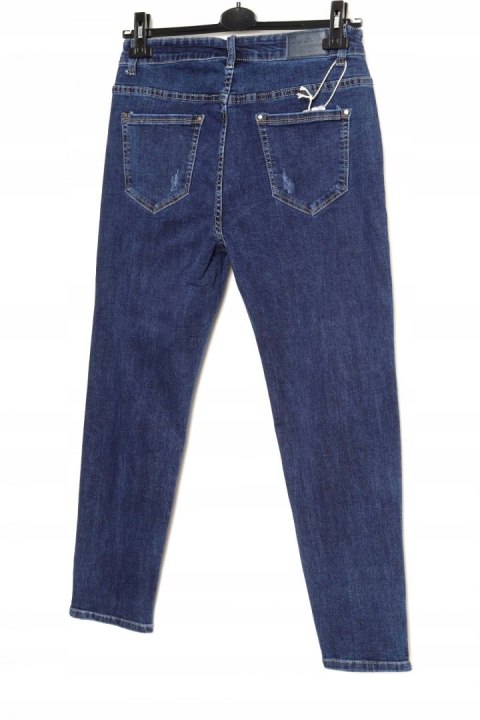 JEANSY spodnie ZGRABNE przetarcia DENIM 7/8 44/46