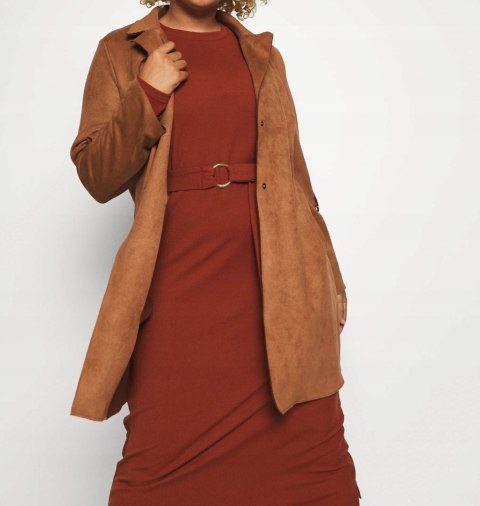 ONLY płaszcz KARMELOWY eko zamsz r 54/56