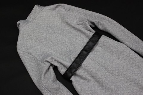 PŁASZCZ szary melanż wstawki skóra 46/48