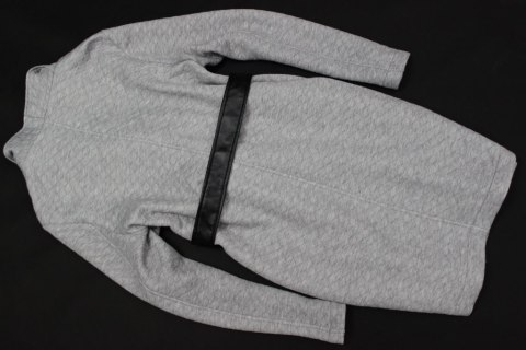 PŁASZCZ szary melanż wstawki skóra 48/50