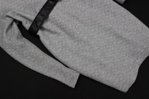 PŁASZCZ szary melanż wstawki skóra 48/50