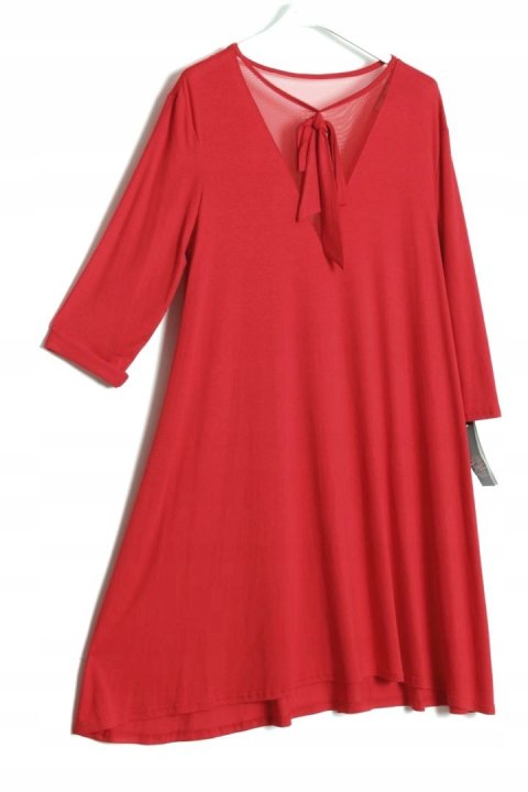 SUKIENKA dekolt V czerwień TRAPEZ 44/46