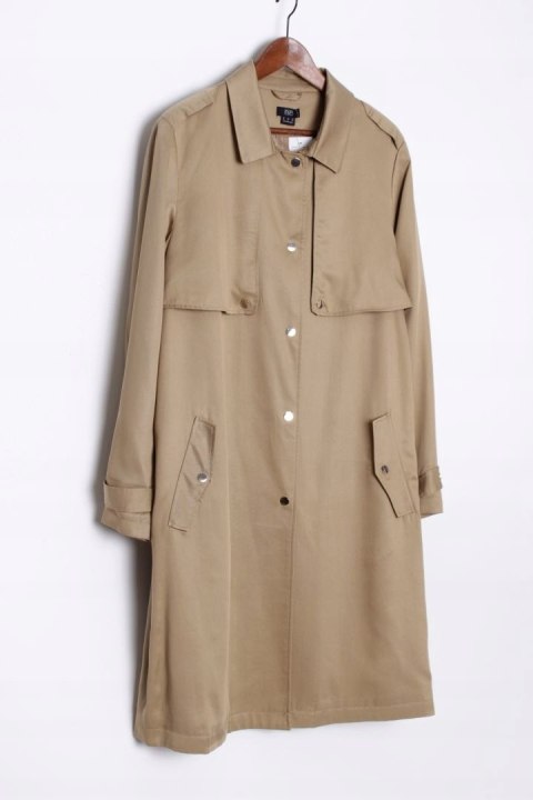 F&F płaszcz TRENCZ beżowy złote okucia r 46/48