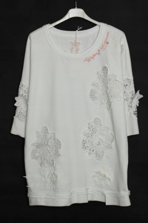 ITALY TUNIKA bluza OVERSIZE hafty KORONKA r 42/44