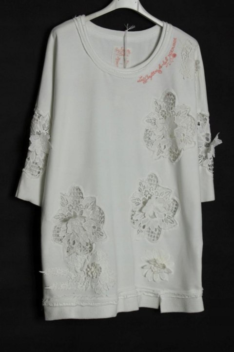 ITALY TUNIKA bluza OVERSIZE hafty KORONKA r 42/44