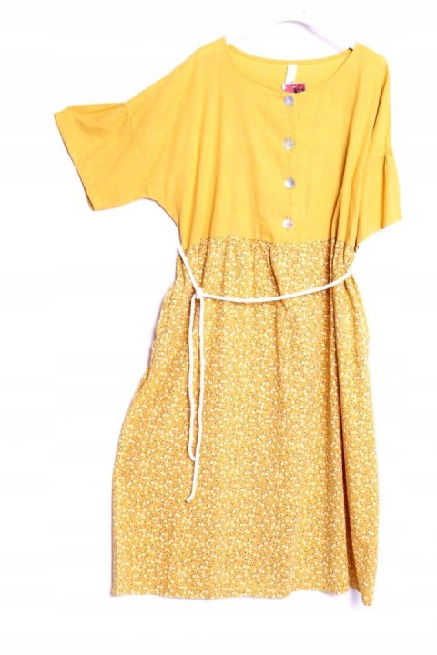 ITALY sukienka OVERSIZE len bawełna LONG 50/52/54