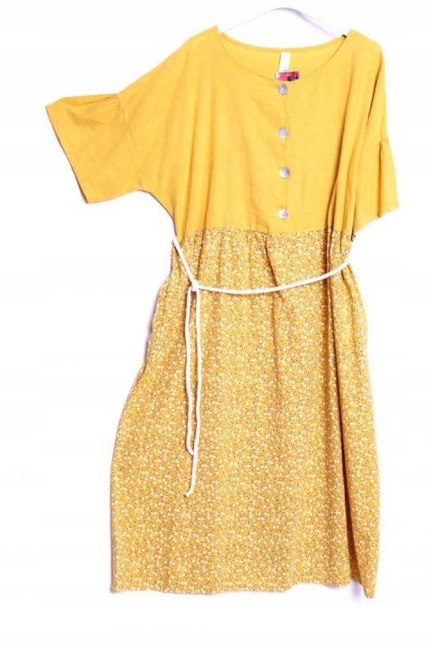 ITALY sukienka OVERSIZE len bawełna LONG 50/52/54