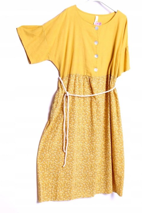 ITALY sukienka OVERSIZE len bawełna LONG 50/52/54