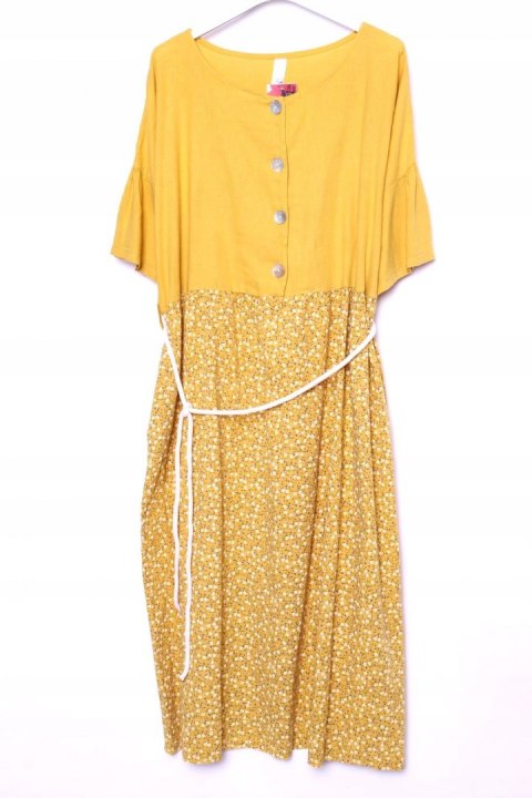 ITALY sukienka OVERSIZE len bawełna LONG 50/52/54